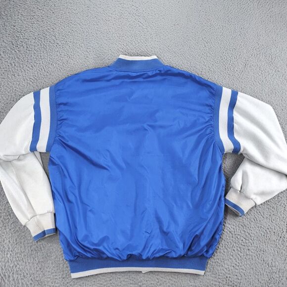 Vintage Adidas Reversible Jacket Mens Large Blue Gray Trefoil Spellout Snap Up - Picture 4 of 16